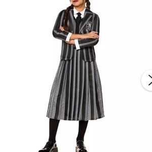 Deluxe Wednesday Addams Nevermore Academy uniform costume with wig